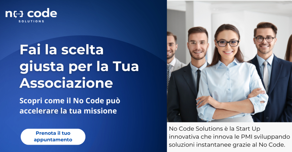 no-profit scopri come - No Code Solutions Srl Cliccando su questa immagine puoi prenotare un appuntamento con No Code Solutions