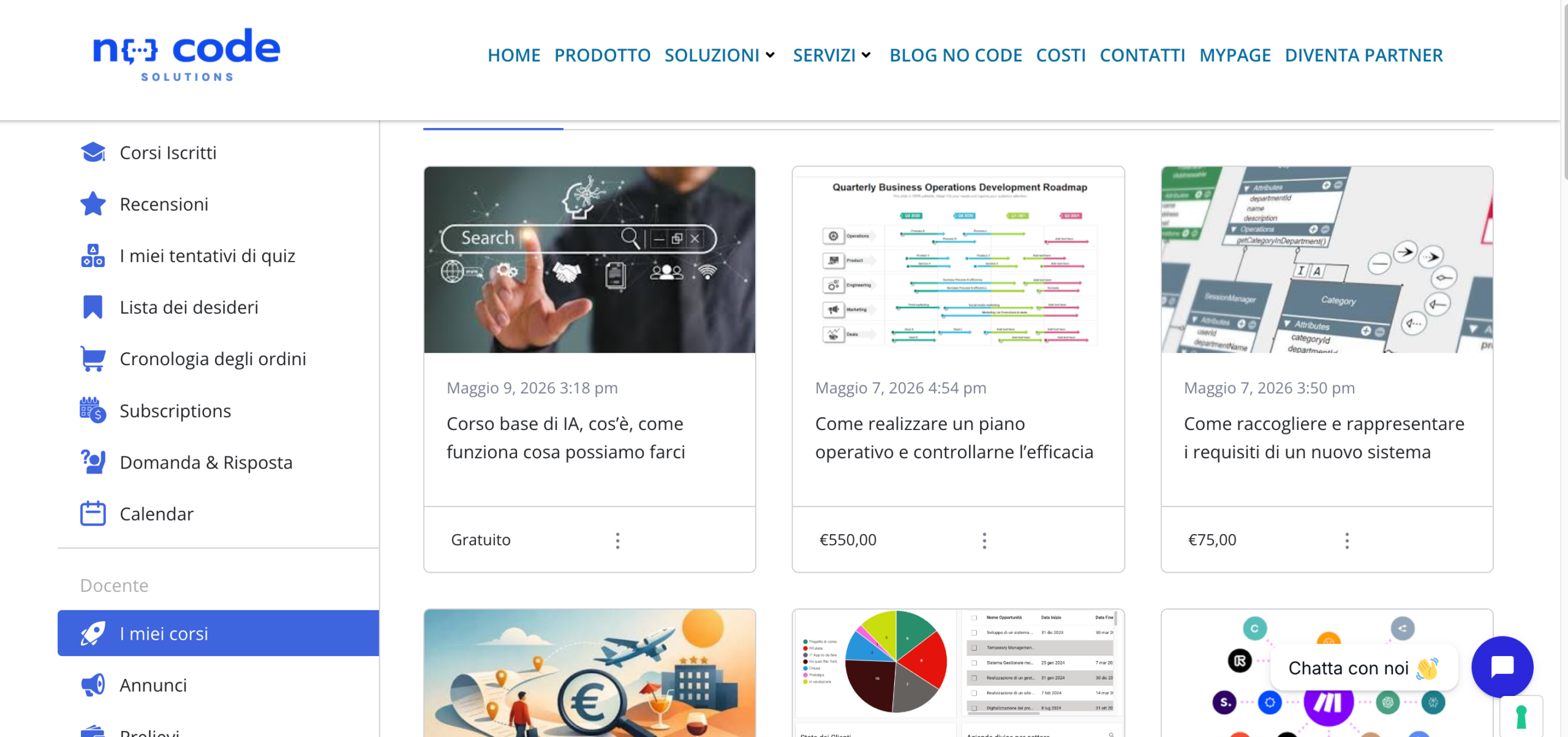 La piattaforma di No Code Solutions prevede per tutte le subscriptions l'accesso all'are fad ricca di contributi per poter sviluppare tool digitali in autonomia