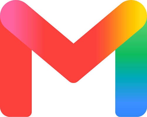 Gmail logo: a multicolor stylized M with gradient pink-red left arm and rainbow right arm.
